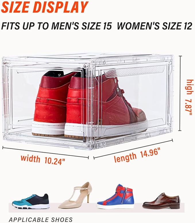Clear Shoe Boxes Stackable 10 Pack Shoe Storage - Image 2