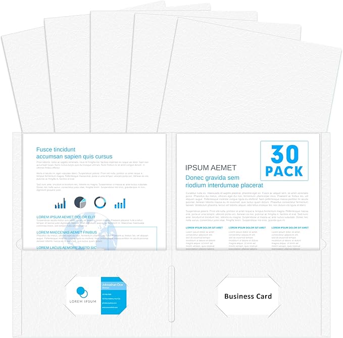 Two Pocket Folders, PANDRI 30 Pack 2 Pocket Folders, Letter Size Paper File by PANDRI