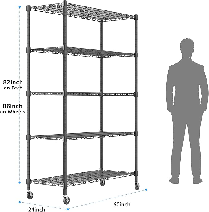 Homdox 5 Tier Storage Racks and Shelving, 3000LBS Commercial Adjustable Wire - Image 3