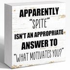 Office Wooden Box Sign Spite Isn't An Appropriate Answer 5x5x1 INCH Sign by WUZYOU