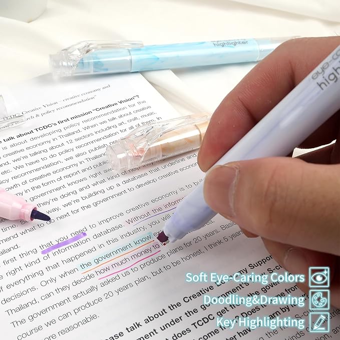 Techjob Aesthetic Highlighters 12 Pack Dual Tips, Double Line Highlighters - Image 6