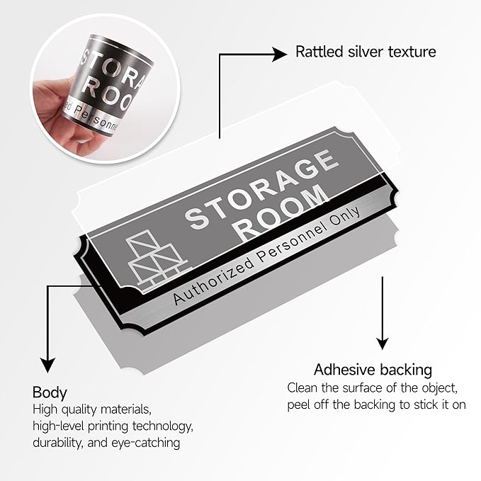 Storage Room Sign for Business Door, Self-Adhesive Durable Modern Storage Room - Image 3
