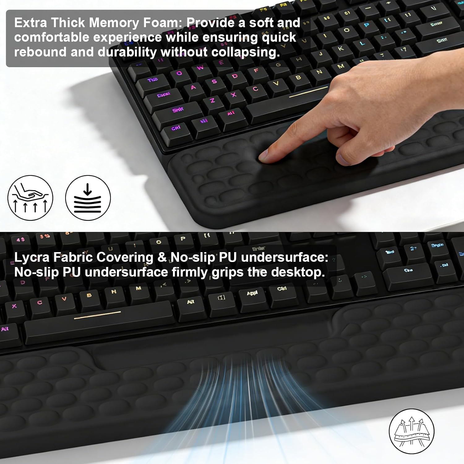 Ergonomic Keyboard Stand with Soft Memory Foam Wrist Rest for Office | Computer Keyboard Pad with Wrist Support,Keyboard Riser Holder Lift Tray,Desk Wrist Pad for Home, School - Black