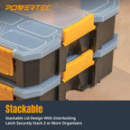 POWERTEC Small Parts Organizer & Tool Box – 14 Compartments, Stackable Storage - Image 4