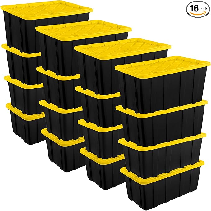 Sterilite 16-Pack Industrial Tote, Plastic Storage Container Bins by Sterilite