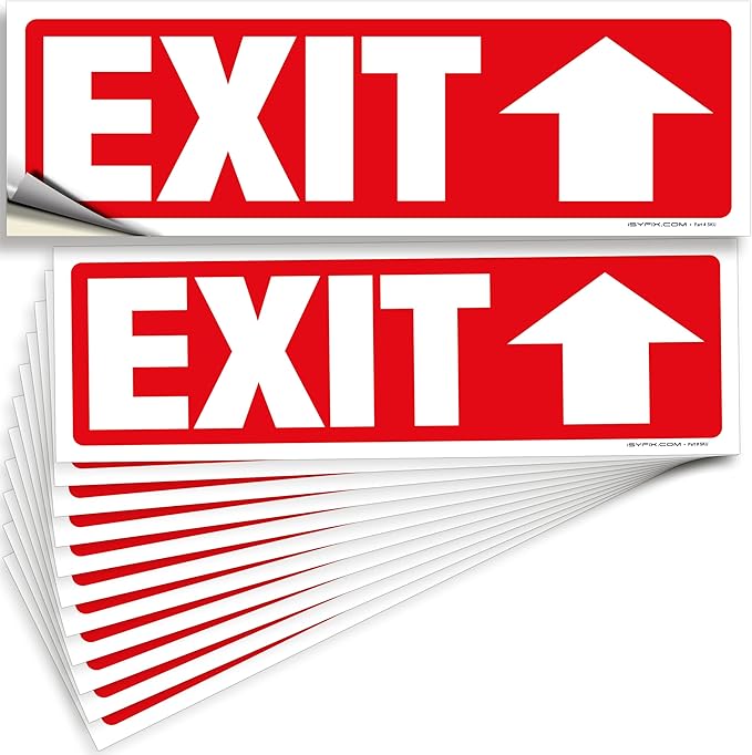 iSYFIX Exit Signs Stickers 12 Pack 12x4 Inch by iSYFIXPREMIUMSIGNS