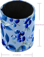 Leather Pen Holder for Desk Blueberry Blue Pencil Cup Desktop Organizer Makeup - Image 3