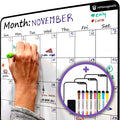 Large Dry-Erase Magnetic Monthly Calendar + Free Bonus: 3 Grocery/to-Do List by HMmagnets