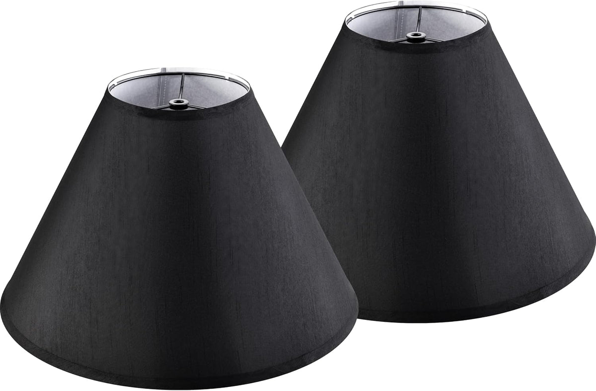 GO&SO Set of 2 Black Lamp Shade Fabric Large Lampshades, Barrel Lamp Shades 6.5