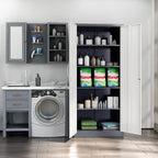 MIIIKO Metal Cabinet with Doors and Shelves, Tall Filing Cabinet for Home Office with Lock, 5 Shelf Steel Storage Cabinet for Office, School, and Garage
