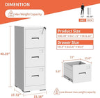 OPTYMIRA 3 Drawer Metal File Cabinet - Image 3