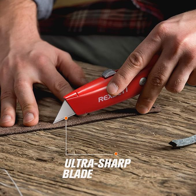 REXBETI 4-Pack Utility Knife, Heavy Duty Aluminum Shell Retractable Box Cutter - Image 5