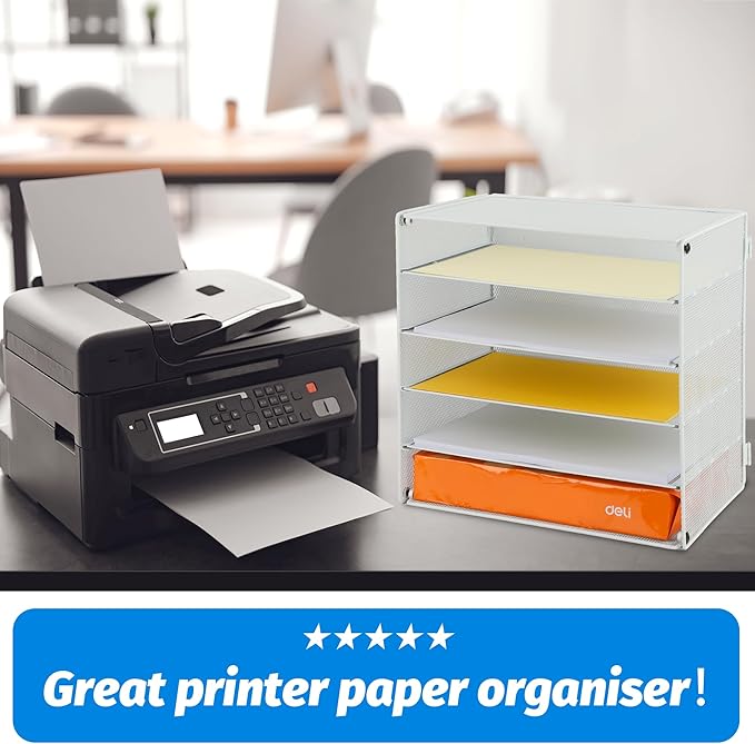 EASEPRES 5 Slot Mesh Desk Organizer Tray, File Paper Letter Folder Holder - Image 4