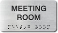 Meeting Room Signs with Raised Text & Grade 2 Braille, Brushed Aluminum/Silver by EliteSign