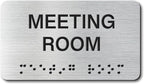 Meeting Room Signs with Raised Text & Grade 2 Braille, Brushed Aluminum/Silver by EliteSign