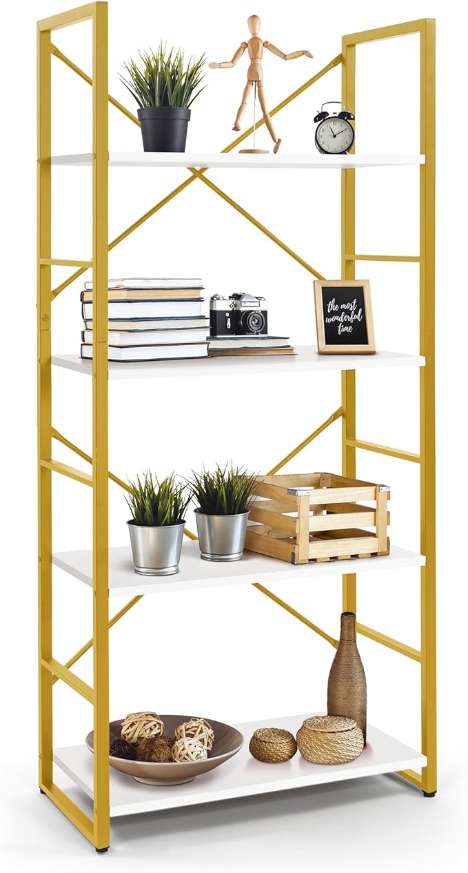CAPHAUS 4 Tier Bookshelf, Bookcase Shelf Storage Organizer, Living Room by CAPHAUS