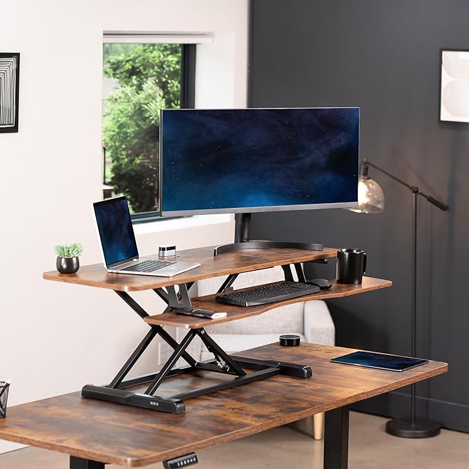 VIVO 48 inch Desk Converter, K Series, Height Adjustable Sit to Stand Riser - Image 2