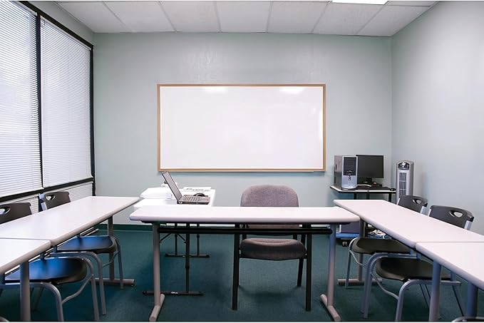 Ghent 4 x 4 Porcelain Magnetic Whiteboard, Wood Frame, 1 Marker, 1 Eraser - Image 5
