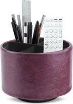 Hennaja Round Leather Art Supply Organizer, Remote Control Holder, 360 Degree by Hennaja