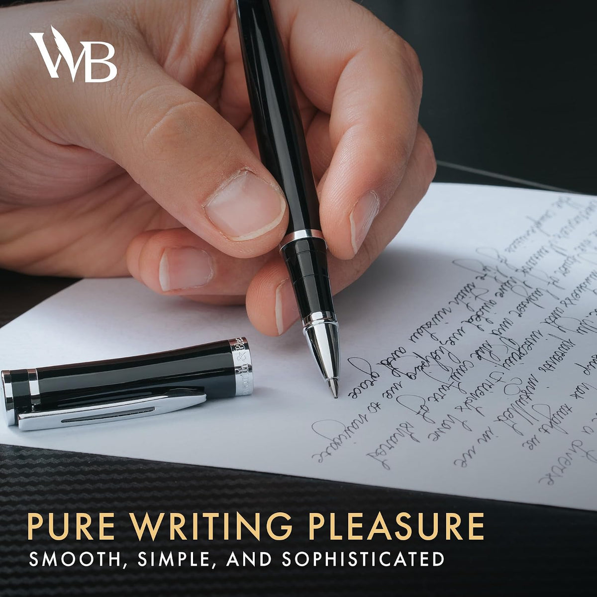 Wordsworth & Black Luxury Refillable Rollerball Gift Pen for Writing, Black