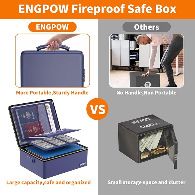 ENGPOW Fireproof Document Box, Hard Fireproof Box - Image 8