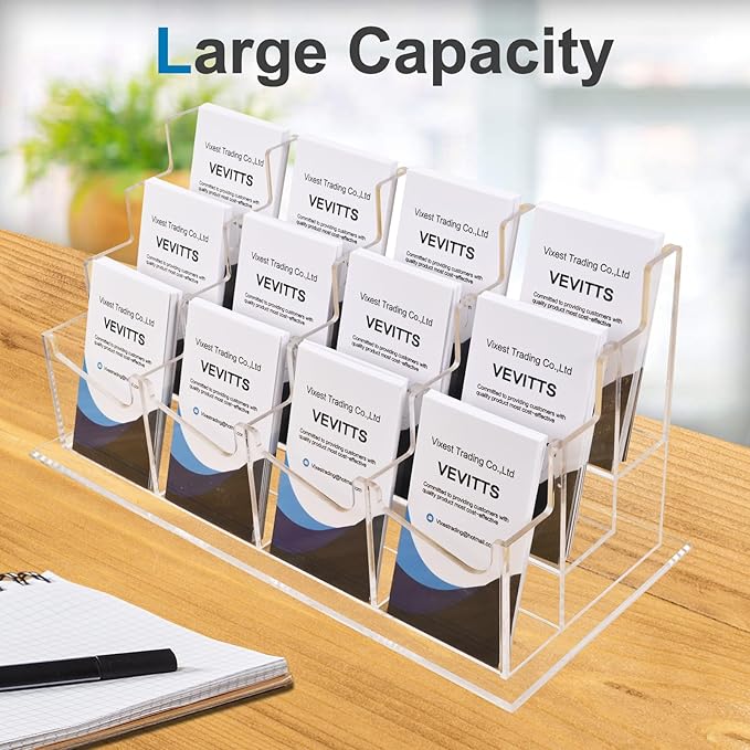 Vevitts Vertical Business Card Holder, Acrylic Business Card Display, Home & - Image 4