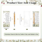 10 Set Christian Religious Gifts Bulk Include Bible Verse Pens and Inspirational Bookmarks Scripture Quote Bible Study Group Church Gifts for Christian Pastor (Bamboo)