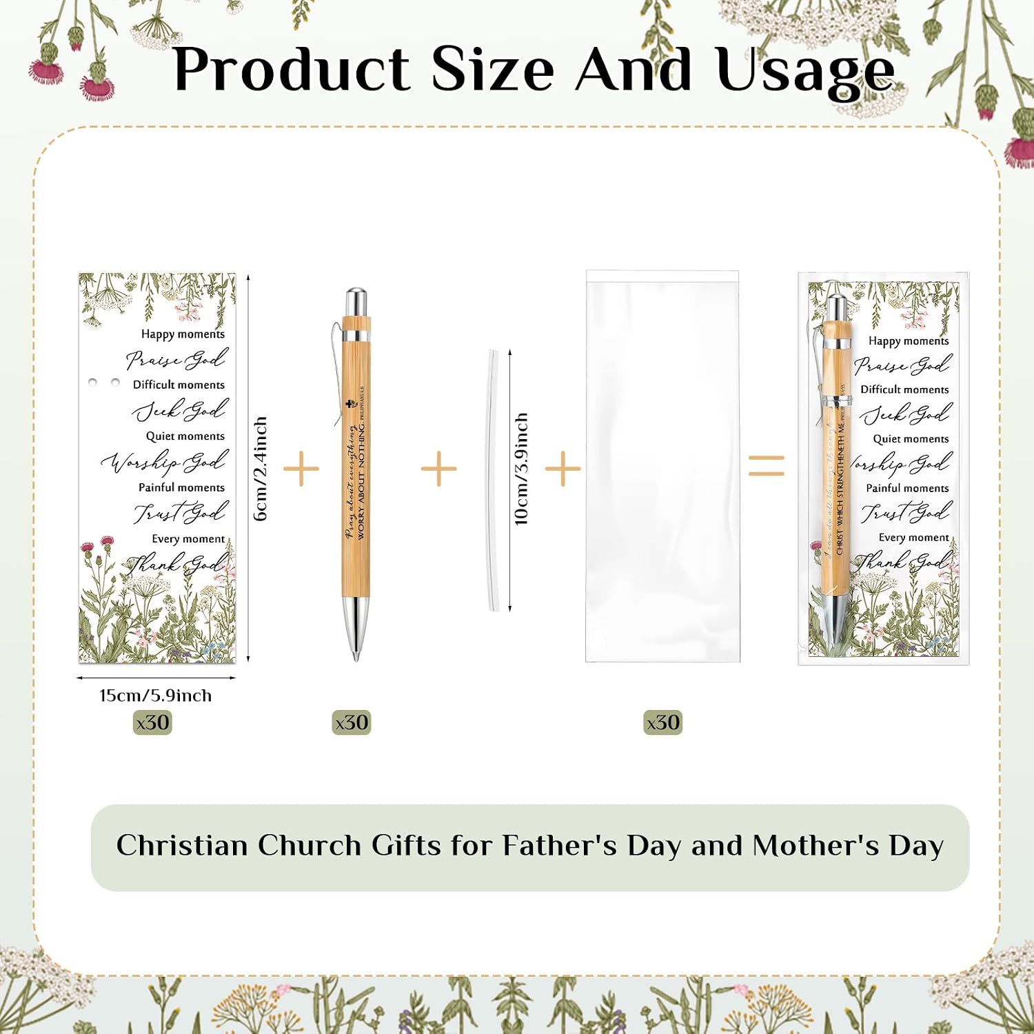 10 Set Christian Religious Gifts Bulk Include Bible Verse Pens and Inspirational Bookmarks Scripture Quote Bible Study Group Church Gifts for Christian Pastor (Bamboo)