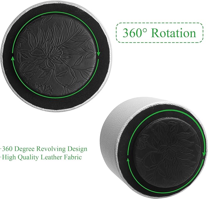 Hennaja Round Leather Art Supply Organizer, Remote Control Holder, 360 Degree - Image 4