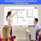 Mobile Magnet Whiteboard with Stand 60x36 Double-Sided Dry Erase Board with - Image 6