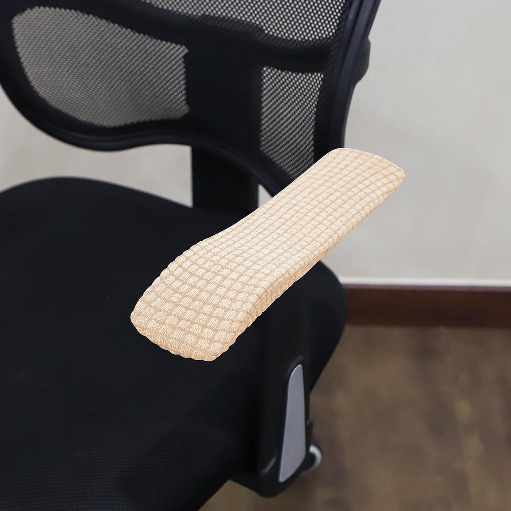 FORCHEER Beige Office Chair Armrest Covers 10-13 inch Long 2 Pieces Stretchable Water Resistant Jacquard Desk Chair Arm Rest Covers for Computer Chair Arm Removable Washable