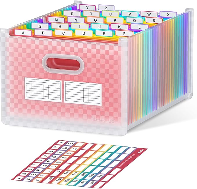 ThinkTex 26 Pockets Expanding File Folder, Upright & Open Top, A-Z Colorful Tabs by ThinkTex
