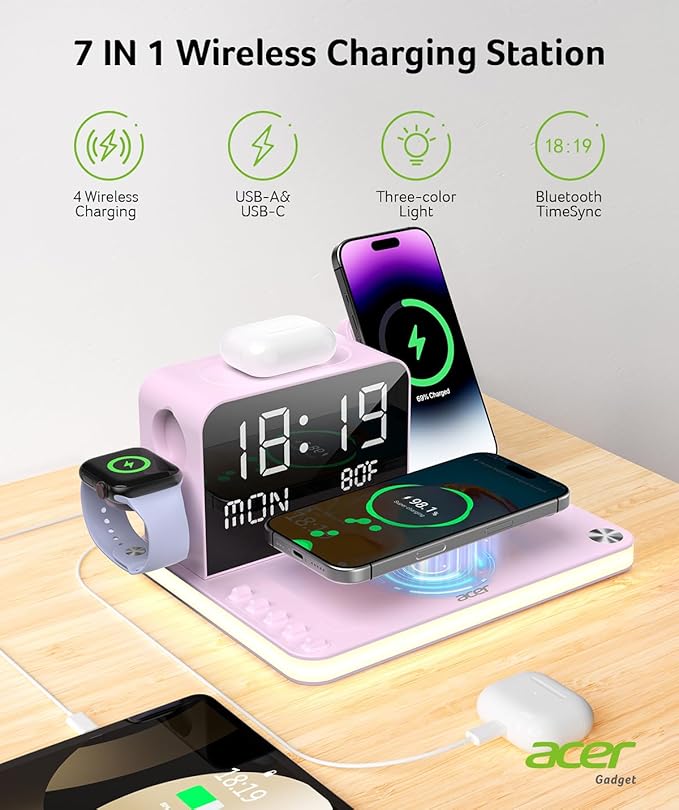 Acer 7-in-1 Wireless Charging Station - 30W Fast Wireless Charger - Image 2