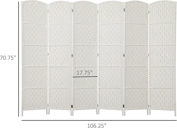 HOMCOM Room Divider, 6 Panel Folding Privacy Screen, 6FT Tall Portable Wicker - Image 7