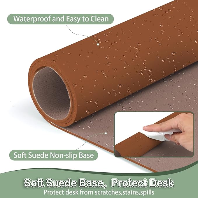 Boutilon Leather Desk Pad Protector, Non-Slip Mouse Pad, Laptop Desk Pad - Image 4