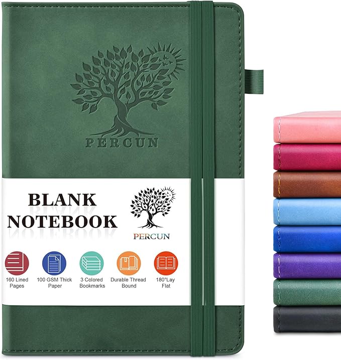 PERCUN Blank Journal Ntebook for Men & Women, 160 Pages Blank Journals for by PERCUN