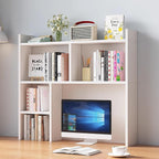 Wooden Dorm Desk Hutch White,Desktop Bookshelf for Computer Desk,3-Tier Countertop Display Rack,Desk Accessories Workspace Organizers for Home Office(31.5″W×7.9″D×35.4″H, White)
