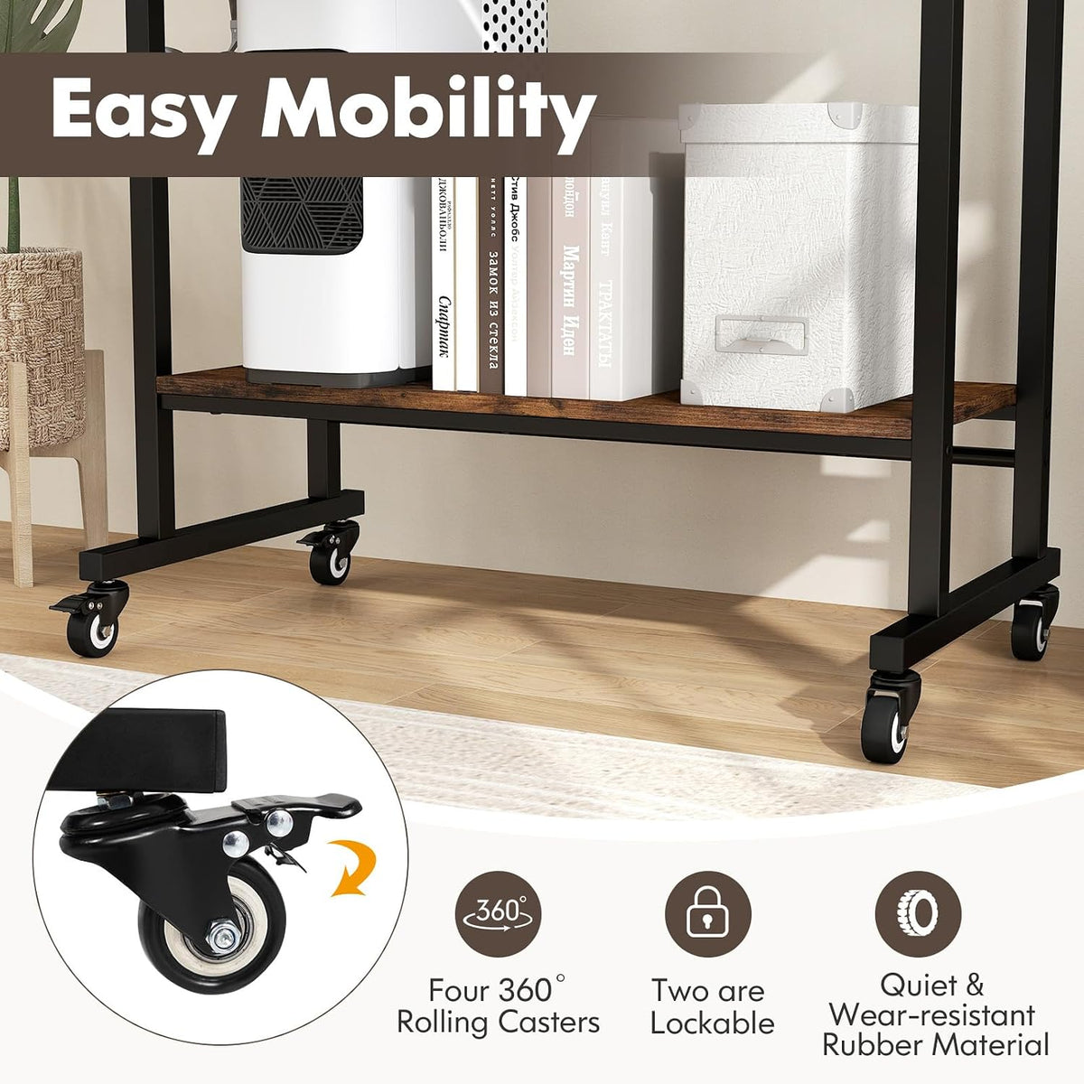 Tangkula Rolling Computer Desk Cart with Keyboard Tray, Mobile Portable Lapto...