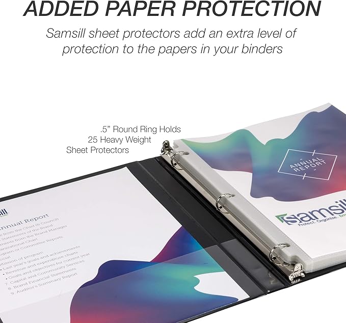 Samsill Durable .5 Inch Binder, Made in the USA, Round Ring Customizable Clear - Image 6