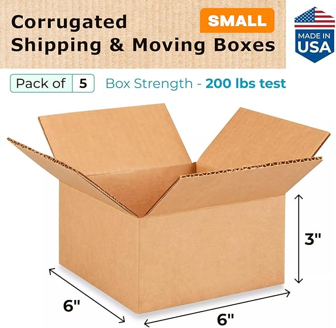 Small Moving & Shipping Boxes 6 x 6 x 3 inches - Image 2