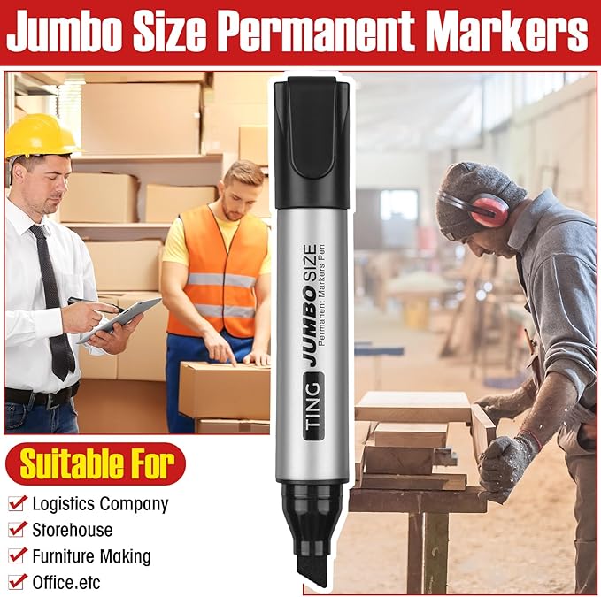 Fuutreo 32 Pcs Jumbo Permanent Markers Bulk Large Chisel Tip Permanent Markers - Image 6