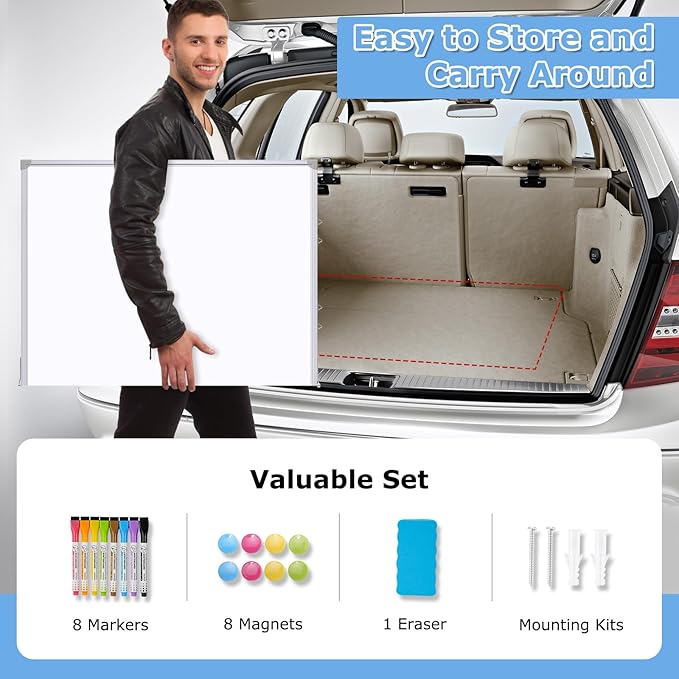 DOLLAR BOSS Large White Board 60 x 48 Inch Foldable Magnetic Whiteboard - Image 6