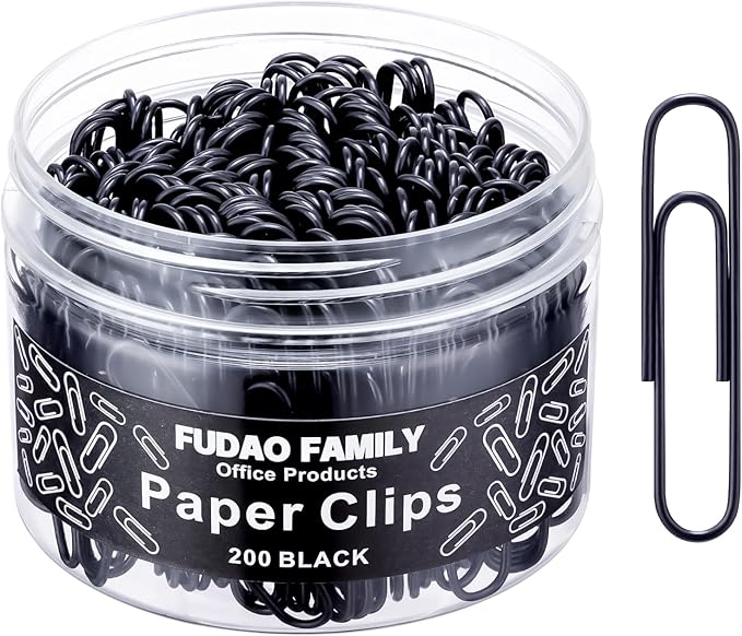 Large Paper Clips, 2 Inch Black Paper Clip by FUDAOFAMILY