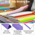 PATIKIL 30Pcs Binding Bars, 10mm Binding Bars Slide Grip 70 Sheets Capacity A4 Size Report Binder Triangle Presentation Binder for Report Cover Resume, Purple