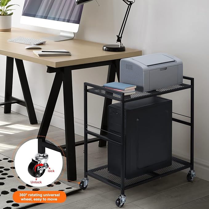OYEAL Computer Tower Stand, PC Tower Stand Metal Rolling Cart Holds up to 40lbs - Image 6