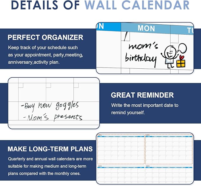 MAKELLO Large Magnetic Dry Erase Calendar Whiteboard Yearly 43" x 31" - Image 5