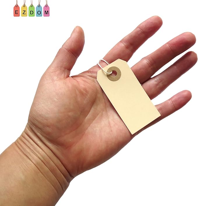 Paper Tags with Strings Attached Elastic- #1, 2 3/4” x 1 3/8”, Box of 500 - Image 5