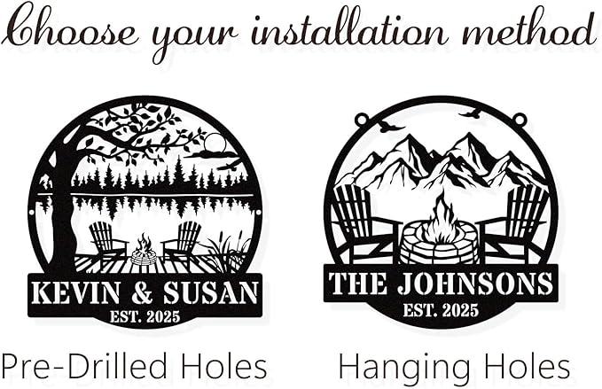 Personalized Mountain Campfire Sign, Custom Fire Pit & Campsite Decor, Metal - Image 3