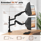 heavy duty dual monitor arm for 17-49" screens, close-up detail