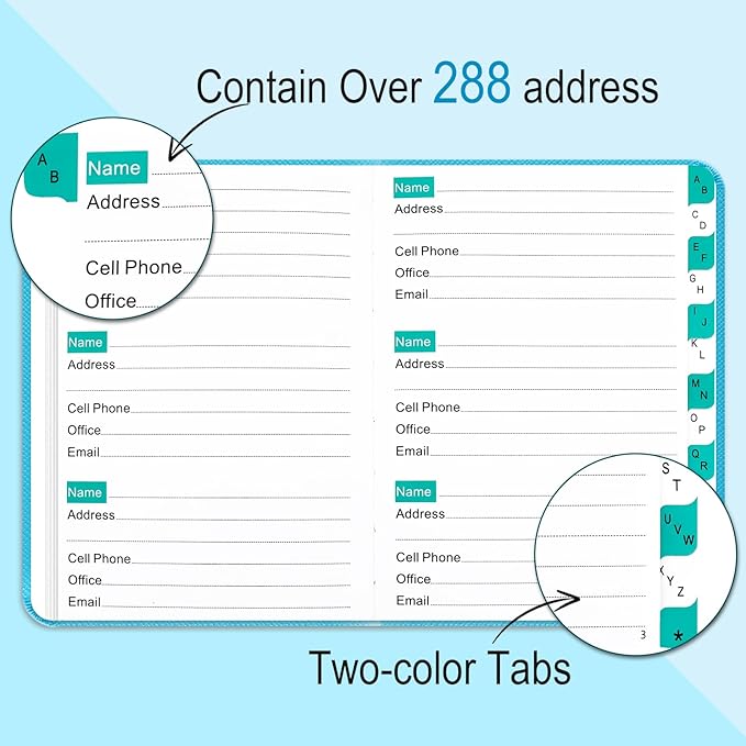 Address Book with Alphabetical Tabs, Hardcover Telephone Book, Hardback Cover - Image 3